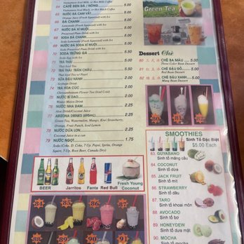 Mekong Restaurant - The back of the menu - Vietnamese Near Me - Oakland, California
