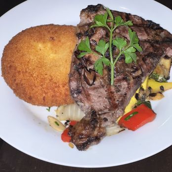 The Gathery - Steak special bacon jam and cheesy mash potato golden deliciousness. - Cafes Near Me - Bellville, Texas