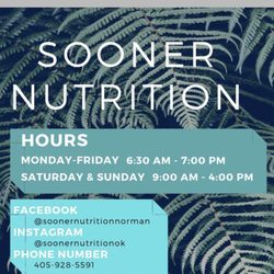 Sooner Nutrition - Hours and social media