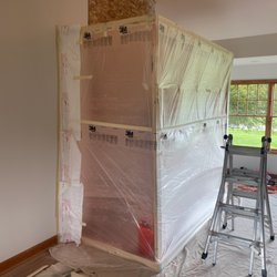 Woolsey Works - Makeshift Dust booth for angle-grinding.
