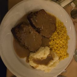 The Country Cottage Restaurant and Bar - Meatloaf with corn and mashed potatoes.