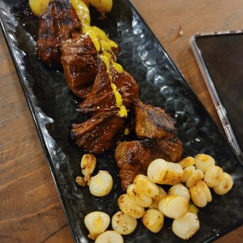 Aji Peruvian Cuisine - Anticucho de Carne (beef/potatoes/corn) - Peruvian Near Me - Long Beach, California