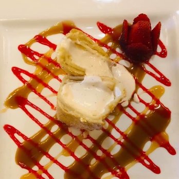 Brisas - Fried Cheesecake with strawberry and caramel sauce. - Caribbean Near Me - Goldsboro, North Carolina