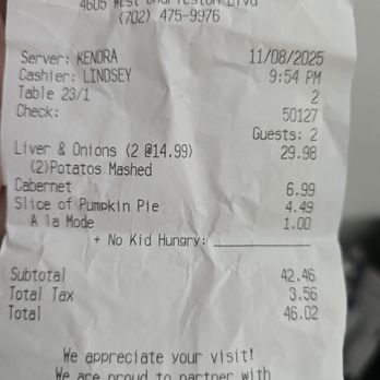 NORMS Restaurant - Receipt, proof - American Near Me - Las Vegas, Nevada NORMS Restaurant - Receipt, proof - American Near Me - Las Vegas, Nevada