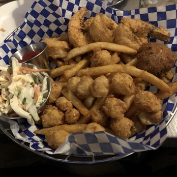 Blu Point Seafood Co - The Fisherman's basket with fries, bay scallops, and shrimp. - Seafood Near Me - Staunton, Virginia Blu Point Seafood Co - The Fisherman's basket with fries, bay scallops, and shrimp. - Seafood Near Me - Staunton, Virginia