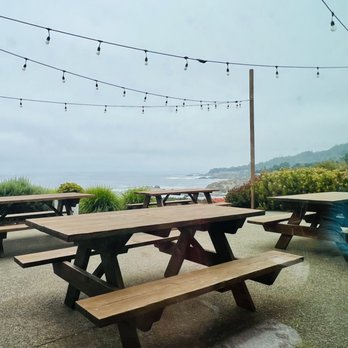 Coast Kitchen - Outdoor seating in a foggy day - Seafood Near Me - Jenner, California Coast Kitchen - Outdoor seating in a foggy day - Seafood Near Me - Jenner, California