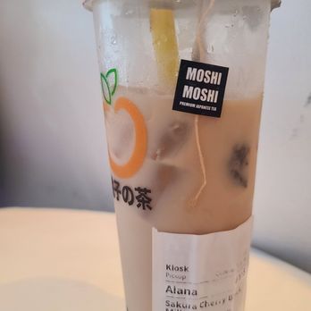 Moshi Moshi Tea Shoppu - Sakura Cherry Black Milk Tea  06-06-2024 - Coffee & Tea Near Me - Gardena, California