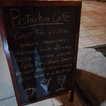 Pistachio Cafe - a menu on a sidewalk - Cafes Near Me - Gananoque, Ontario