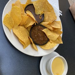 Chips and Queso with Bean Dip Chips and Queso with Bean Dip