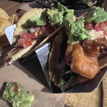 Finneys Crafthouse - Porter Ranch - Mahi mahi tacos. One grilled, one crispy. I'm a wimp about spice and they were KICKIN'! - New American Near Me - Porter Ranch, California