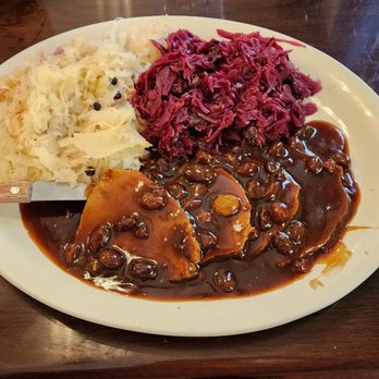 The Heidelberg - Sauerbraten, red cabbage & sauerkraut - German Near Me - Helen, Georgia The Heidelberg - Sauerbraten, red cabbage & sauerkraut - German Near Me - Helen, Georgia