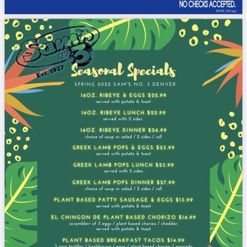 Sam's No 3 - Menu - Breakfast & Brunch Near Me - Denver, Colorado Sam's No 3 - Menu - Breakfast & Brunch Near Me - Denver, Colorado