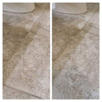 Lazona Restorative Cleaners - Floor in our master toilet before and after Lazona cleaned and restored tiles and grout. - Carpet Cleaning Near Me Lazona Restorative Cleaners - Floor in our master toilet before and after Lazona cleaned and restored tiles and grout. - Carpet Cleaning Near Me