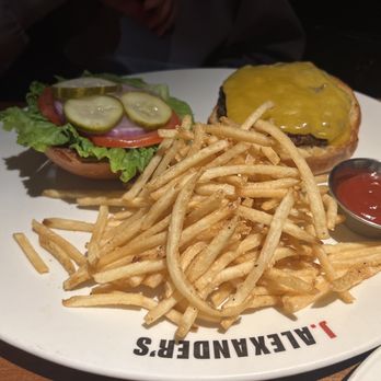 J. Alexander's - Hamburger and Fries! - New American Near Me - San Antonio, Texas