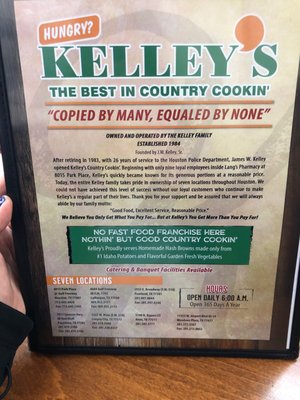 Menu photo 1 Kelley's Country Cookin' Pearland, TX Menu photo 1 Kelley's Country Cookin' Pearland, TX