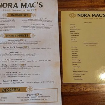 Nora Mac’s - Menu - Irish Pub Near Me - Charlotte, North Carolina Nora Mac’s - Menu - Irish Pub Near Me - Charlotte, North Carolina