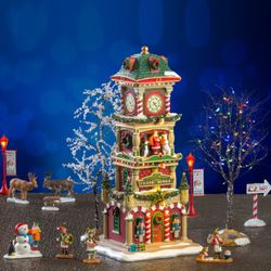 Sissy In Seattle Holiday Merriments - Lemax Christmas Village Collectibles - Village Square Clock Tower