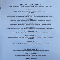 Brunch menu 7/23