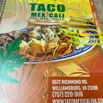 Taco Mexicali - This is their menu - Mexican Near Me - Williamsburg, Virginia