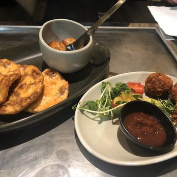 Gaijin - Korokkes to the right and twice roasted garlic to the left - Japanese Near Me - Chicago, Illinois
