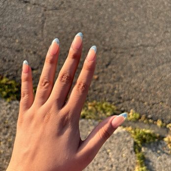 Fantasy Nail & Beauty Spa - This is the Blue French Tips with Glitter that I got in the sunlight - Nail Salons Near Me - Dobbs Ferry, New York Fantasy Nail & Beauty Spa - This is the Blue French Tips with Glitter that I got in the sunlight - Nail Salons Near Me - Dobbs Ferry, New York