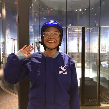 iFLY Indoor Skydiving - Paramus - My wife in front of the tube before we went inside - Skydiving Near Me - Paramus, New Jersey
