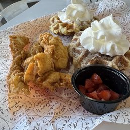 2 Chicken Tenders with Waffles 2 Chicken Tenders with Waffles