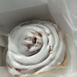 Cinnamon roll! We didn't get it warm... so we took it home to heat up later.