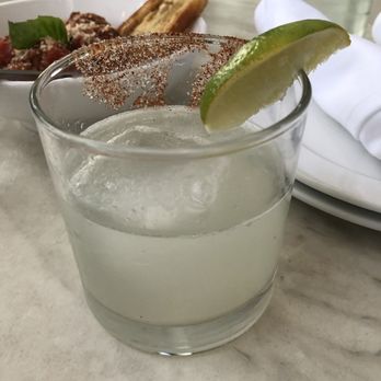 Doppio Zero Concord Veranda - Skinny Margarita   $12 Wahaka Mazcal, lime juice, triple sec, lemongrass simple syrup, spicy salt rim - Italian Near Me - Concord, California