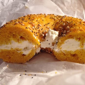 Best Bagels - Everything (except delicious) bagel with cream cheese - Bakeries Near Me - Great Neck, New York Best Bagels - Everything (except delicious) bagel with cream cheese - Bakeries Near Me - Great Neck, New York