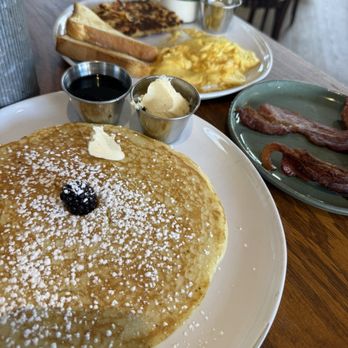 Adair Kitchen - Pancake, eggs over easy, bacon, and hash brown casserole. - Breakfast & Brunch Near Me - San Antonio, Texas