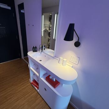 Citizenm - Sink area across from the bathroom - Hotels Near Me - Miami Beach, Florida