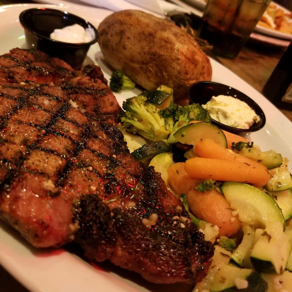 Miller's Ale House - Rib Eye with Baked Potato and Mixed Vegetables - Sports Bars Near Me - Paramus, New Jersey