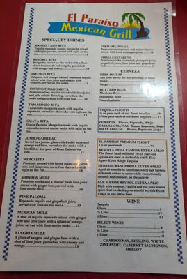 Menu photo 1 El Paraiso Mexican Grill Everett, WA Menu photo 1 El Paraiso Mexican Grill Everett, WA