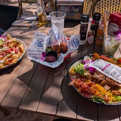 The Getaway - Coastal chicken cobb and Tortuga Ahi Nachos