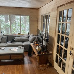 Emerald Valley Home Repair - Odell Lake cabin.  New pine tongue & groove on  ceiling and walls.
4-22
