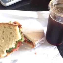 BLT & iced coffee. BLT & iced coffee.