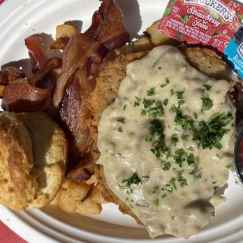 Werewolf - Country fried steak with potatoes and a biscuit with bacon ! - Breakfast & Brunch Near Me - San Diego, California Werewolf - Country fried steak with potatoes and a biscuit with bacon ! - Breakfast & Brunch Near Me - San Diego, California