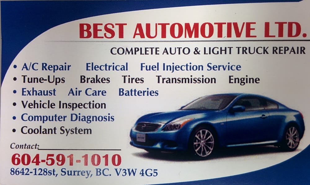 BEST AUTOMOTIVE Updated September 2024 8642 128 Street, Surrey, British Columbia Auto