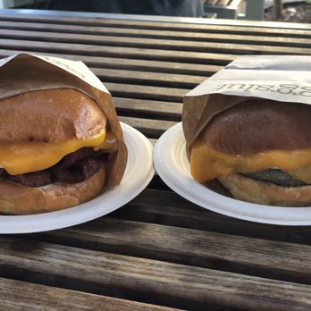 Eggslut - Bacon, egg, and cheese left Sausage egg and cheese right - New American Near Me - Glendale, California Eggslut - Bacon, egg, and cheese left Sausage egg and cheese right - New American Near Me - Glendale, California
