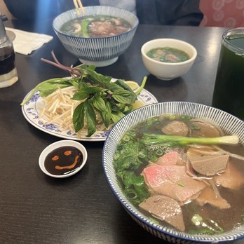 Pho Ha Vietnamese Restaurant - pho dac biet (#2) and a pho tai nam bo vien - Vietnamese Near Me - Pomona, California
