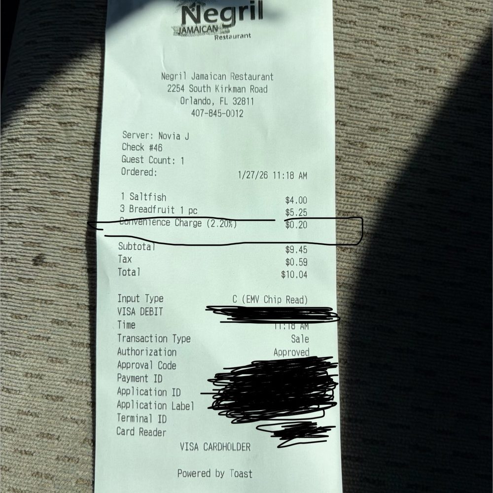 Convenience charge? I got my food and left. Convenience charge? I got my food and left.