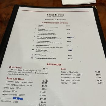 Taka House - Menu - Sushi Bars Near Me - Webster, New York Taka House - Menu - Sushi Bars Near Me - Webster, New York