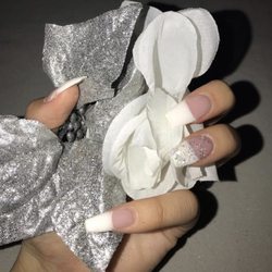 Beauty Nail & Facial - Acrylics French nails with a glitter accent for my homecoming dance