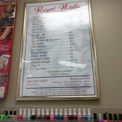 Menu of services.