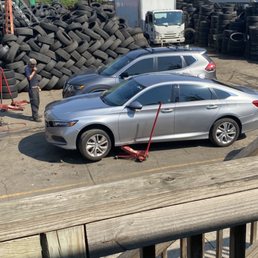 Tires being replaced