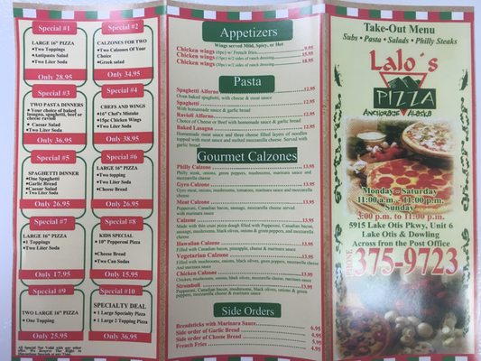 Menu photo 4 Lalo's Pizza Take Out Anchorage, AK