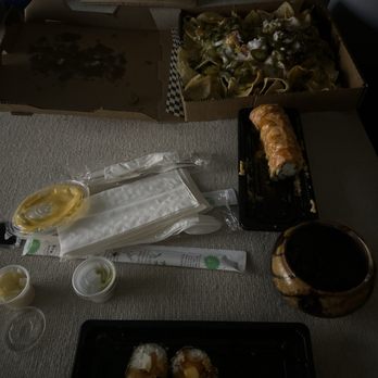 El Jefe Tacos - Big nacho box, el jefe roll, Vegas roll (4 pieces eaten) - Mexican Near Me - Tempe, Arizona El Jefe Tacos - Big nacho box, el jefe roll, Vegas roll (4 pieces eaten) - Mexican Near Me - Tempe, Arizona