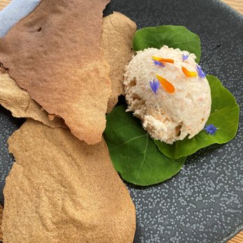 The Knot Bar - Salmon mousse - tender herbs. rye crisp - Scandinavian Near Me - Astoria, Oregon