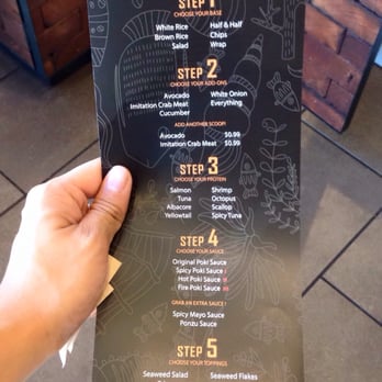 Poki One N Half - Menu back cover - Poke Near Me - San Diego, California